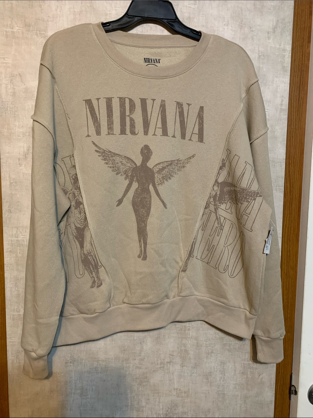 NIRVANA Taupe Graphic Crewneck oversized Sweatshirt size XL
